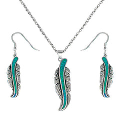 Turquoise Feather Jewelry Set