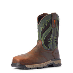 Ariat Mens Rebar Flex Western VentTEK Brown/Green Composite Toe Work Boot