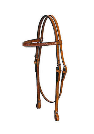 Brow Headstall - Shell Tooled